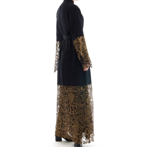 MH98 Sakura Pink Kimono Abaya – Embroidered Eid Abaya with Golden Details（Ship right away））