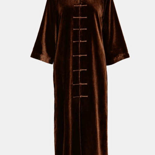 Chocolate Brown Velvet Chinese Style Abaya