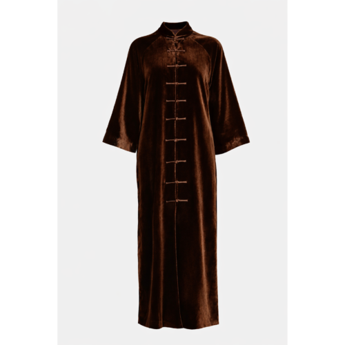 Chocolate Brown Velvet Chinese Style Abaya